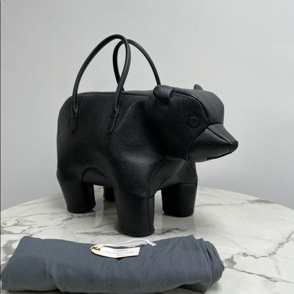 THOM BROWNE Bear Pebbled hand Bag